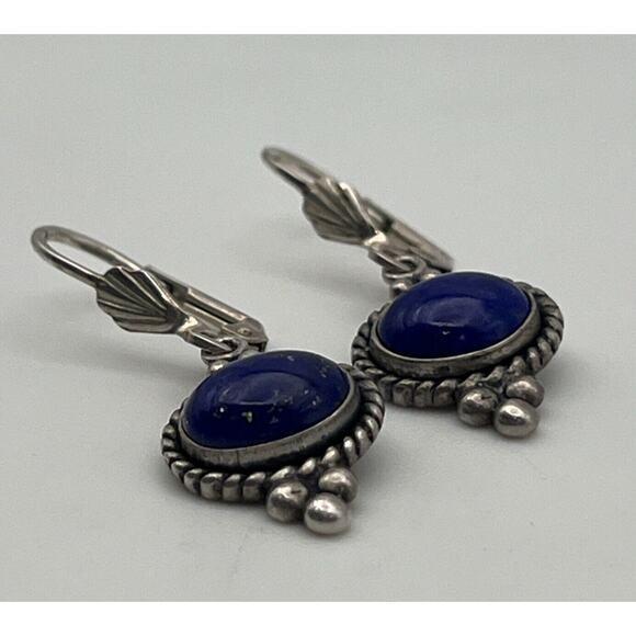 Quoc Turquoise Inc QT Sterling 925 Silver Lapis Lazuli Dangle Earrings - Picture 6 of 8